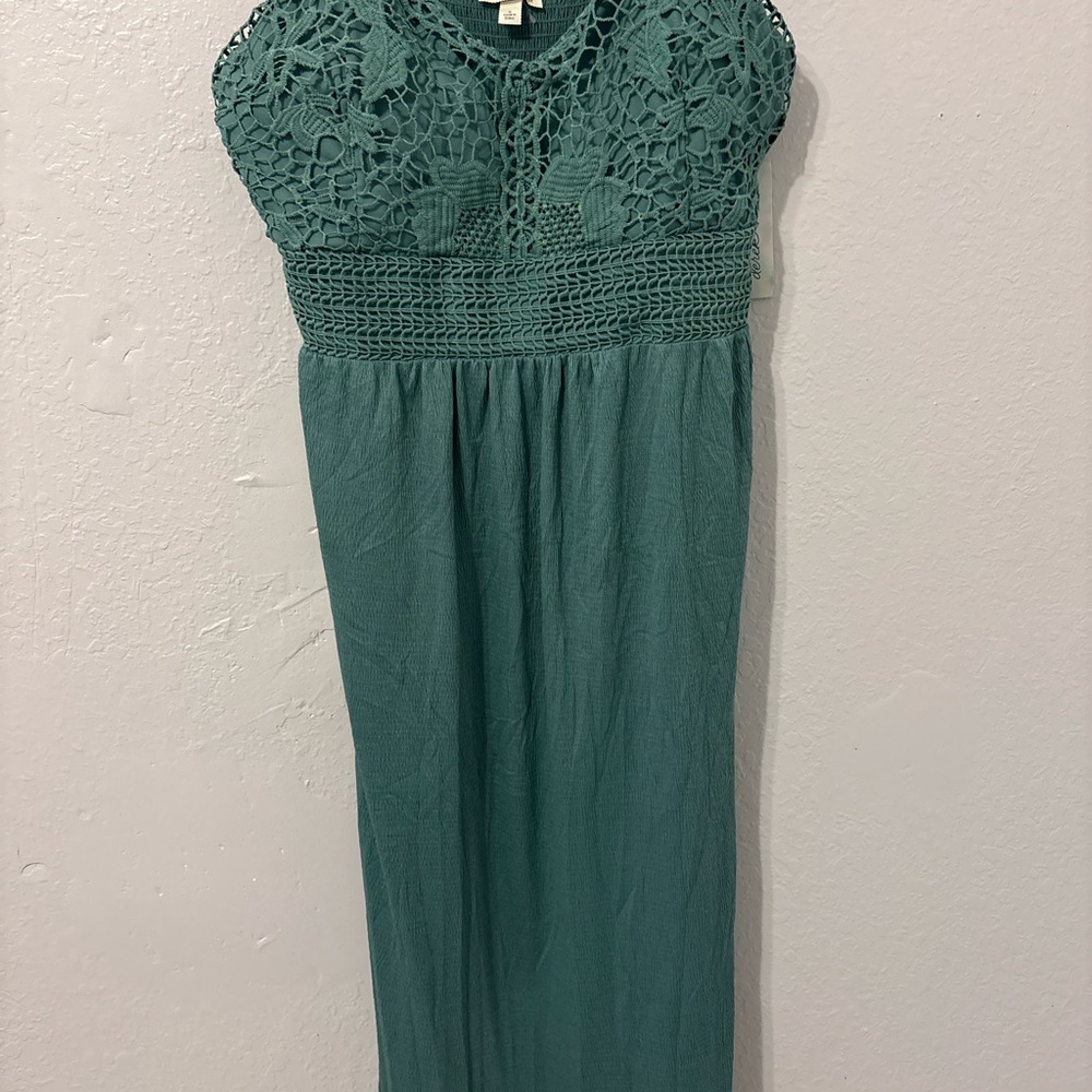 Derek Heart Teal Crochet  bohemian Dress